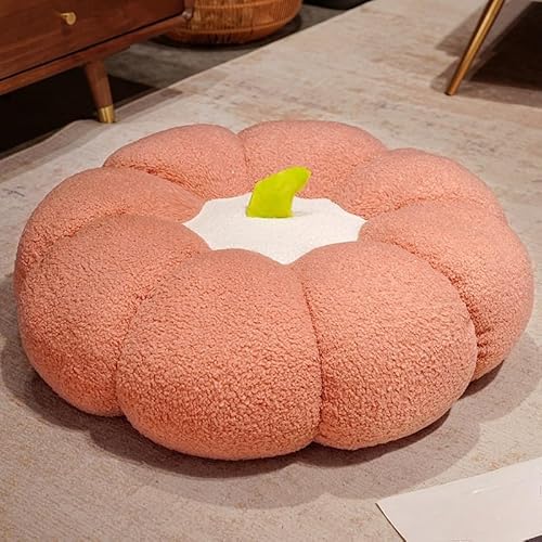 DSAoTeng Kürbis-Überwurfkissen, Plüsch-Teddy-Fleece, runder Pouf, Bodenkissen mit PP-Baumwollfüllung, weiches 3D-Kürbiskissen für Sofa, Bett, Stuhl, Rückenlehne, Urlaubsdekoration (#2,45 x 15 cm) von DSAoTeng