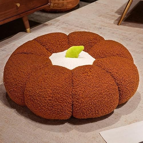 DSAoTeng Kürbis-Überwurfkissen, Plüsch-Teddy-Fleece, runder Pouf, Bodenkissen mit PP-Baumwollfüllung, weiches 3D-Kürbiskissen für Sofa, Bett, Stuhl, Rückenlehne, Urlaubsdekoration (#3,70 x 25 cm) von DSAoTeng
