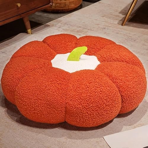 DSAoTeng Kürbis-Überwurfkissen, Plüsch-Teddy-Fleece, runder Pouf, Bodenkissen mit PP-Baumwollfüllung, weiches 3D-Kürbiskissen für Sofa, Bett, Stuhl, Rückenlehne, Urlaubsdekoration (#5,45 x 15 cm) von DSAoTeng