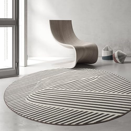 DSAoTeng Modern Lines runder Teppich, minimalistisch, wollähnlich, rutschfest, weich, runde Matte mit künstlerischem Sonnenmuster, für Wohnzimmer, Schlafzimmer, Zuhause, Büro, Stuhlbereich (#2,80 x 80 von DSAoTeng