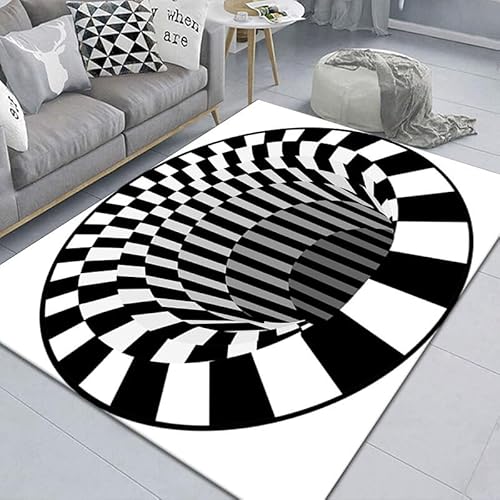 DSAoTeng Optische Täuschung, 3D-Vortex-Teppich, visueller Bereich, weich, saugfähig, Kristall-Bodenmatte, rutschfest, maschinenwaschbar, quadratisch, Fußmatte für Badezimmer, Eingangsbereich von DSAoTeng