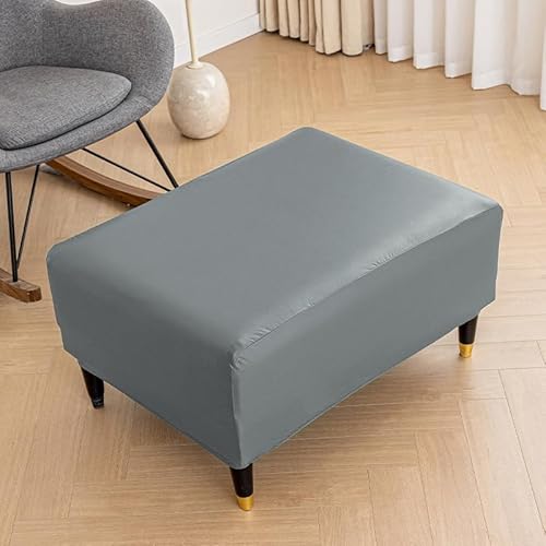 DSAoTeng Ottomanen-Bezug aus PU-Leder, moderner Stretch-Schonbezug, weiches Kunstleder-Design, wasserdicht, öldicht, Fußhocker-Schutz, vollständige Abdeckung für quadratischen, rechteckigen Hocker von DSAoTeng