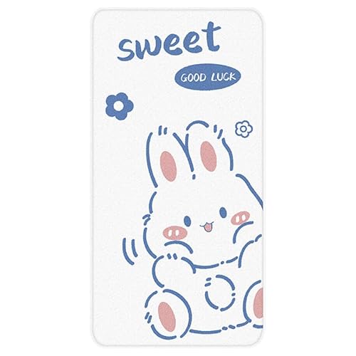 DSAoTeng Teppich, Cartoon-Kaninchen, weiches zotteliges Lamm-Fleece, niedlicher Akzent, rutschfest, fusselfrei, pflegeleicht, dicke Matte für Schlafzimmer, Schlafsaal, Nachttisch, Eingangsbereich von DSAoTeng