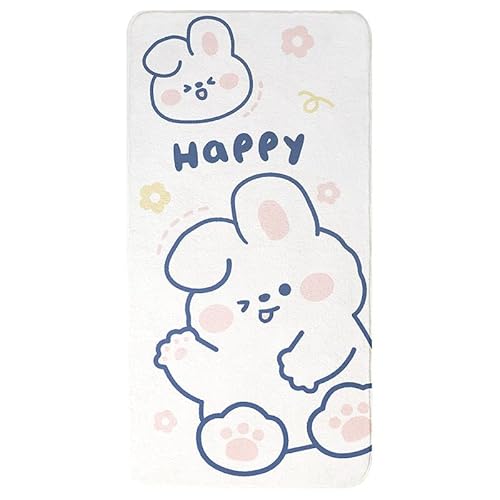 DSAoTeng Teppich, Motiv: Cartoon-Kaninchen, weiches zotteliges Lamm-Fleece, niedlicher Akzent, rutschfest, fusselfrei, pflegeleicht, dicke Matte für Schlafzimmer, Schlafsaal, Nachttisch von DSAoTeng