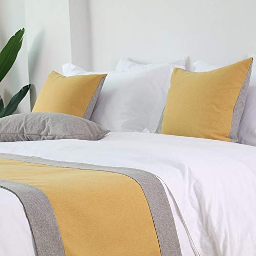 Doppelfarbiger Bettläufer, luxuriöser minimalistischer Baumwoll-Leinen-Bettschal mit grauem Patchwork, dekorativer Hotel-Bettüberwurf, passende Kissenbezüge für Hotel, B & B, Hochzeit, Schlafzimmer (1 Doppelfarbiger Bettläufer, luxuriöser minimalistischer Baumwoll-Leinen-Bettschal mit grauem Patchwork, dekorativer Hotel-Bettüberwurf, passende Kissenbezüge für Hotel, B & B, Hochzeit, Schlafzimmer (1 von DSAoTeng