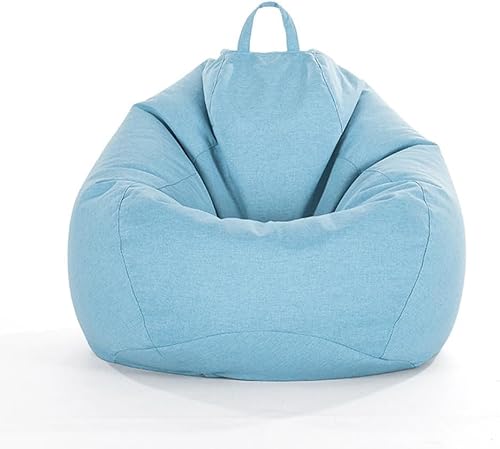 Sitzsackbezug ohne Füllung, Leinen, einfarbig, Gaming-Sitzsack für Erwachsene und Kinder, hochwertiger Sitzsack mit hoher Rückenlehne, Stofftierspielzeug, Aufbewahrung, faules Sofa (Hellblau, XL) von DSAoTeng