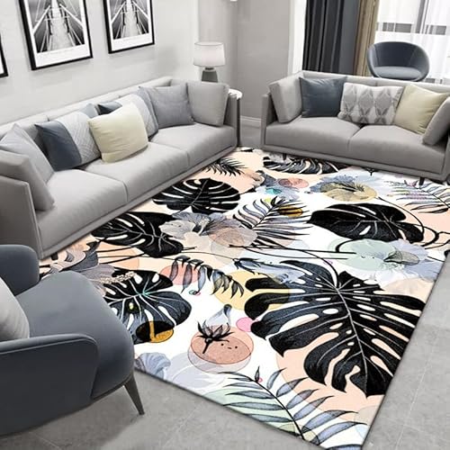Teppich mit Pflanzen und Blumen, moderner botanischer Blumen-Teppich, weicher Kristallsamt, rechteckig, waschbar, rutschfest, Akzentmatte für Wohnzimmer, Schlafzimmer, Nachttisch, Küche, Büro Teppich mit Pflanzen und Blumen, moderner botanischer Blumen-Teppich, weicher Kristallsamt, rechteckig, waschbar, rutschfest, Akzentmatte für Wohnzimmer, Schlafzimmer, Nachttisch, Küche, Büro von DSAoTeng