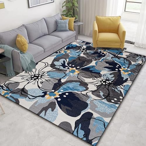 Teppich mit Pflanzen und Blumen, moderner botanischer Blumen-Teppich, weicher Kristallsamt, rechteckig, waschbar, rutschfest, Akzentmatte für Wohnzimmer, Schlafzimmer, Nachttisch, Küche, Büro Teppich mit Pflanzen und Blumen, moderner botanischer Blumen-Teppich, weicher Kristallsamt, rechteckig, waschbar, rutschfest, Akzentmatte für Wohnzimmer, Schlafzimmer, Nachttisch, Küche, Büro von DSAoTeng