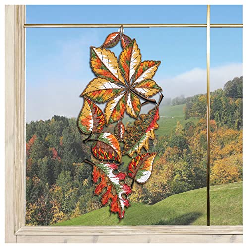 DSD Design-Studio Drechsler Fensterbild Herbstlaub Plauener Spitze Fensterdekoration Herbst Bunte Blätter 37 x 16 cm von DSD Design-Studio Drechsler