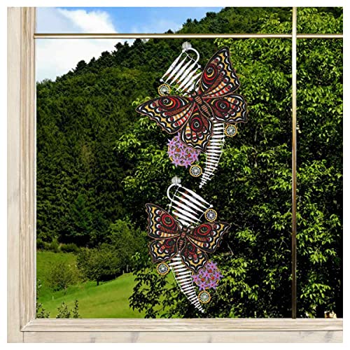 DSD Design-Studio Drechsler Gestickte Fensterbilder 2er-Set Schmetterlinge Plauener Spitze gelb-rot-violett DSD Design-Studio Drechsler Gestickte Fensterbilder 2er-Set Schmetterlinge Plauener Spitze gelb-rot-violett von DSD Design-Studio Drechsler