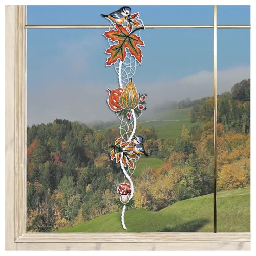 DSD Design-Studio Drechsler Herbst-Girlande Bunte Erntezeit Fensterbild aus Echte Plauener Spitze Herst-Dekoration mit bunten Blättern und Vögelchen Stangendeko 55 x 11 cm DSD Design-Studio Drechsler Herbst-Girlande Bunte Erntezeit Fensterbild aus Echte Plauener Spitze Herst-Dekoration mit bunten Blättern und Vögelchen Stangendeko 55 x 11 cm von DSD Design-Studio Drechsler