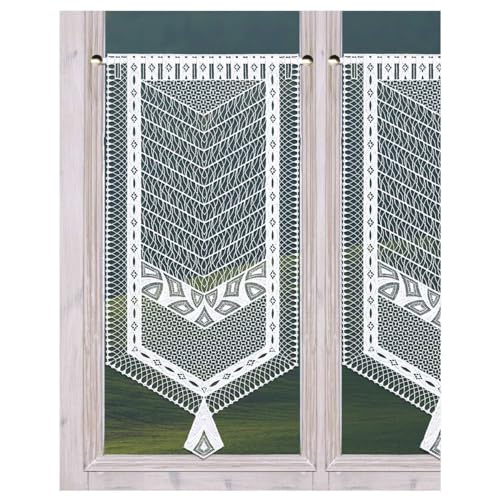 DSD Design-Studio Drechsler Moderner Scheibenhänger Ajana Echte Plauener Spitze Mini-Flächengardine in weiß 65 x 30 cm von DSD Design-Studio Drechsler
