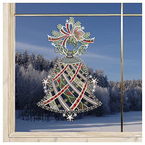 DSD Design-Studio Drechsler Winter-Fensterbild Glocke mit Christrose Fenster-Dekoration Advent aus Plauener Spitze Glöckchen grau 33x18 cm DSD Design-Studio Drechsler Winter-Fensterbild Glocke mit Christrose Fenster-Dekoration Advent aus Plauener Spitze Glöckchen grau 33x18 cm von DSD Design-Studio Drechsler