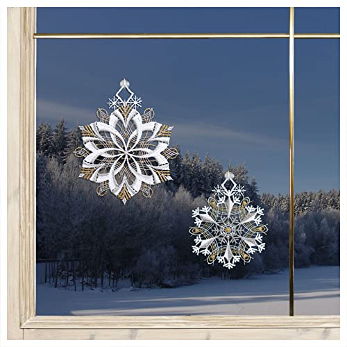 DSD Design-Studio Drechsler Winter-Fensterbild Schneeflöckchen-Weißröckchen Plauener Spitze Fensterdeko 2er Set von DSD Design-Studio Drechsler