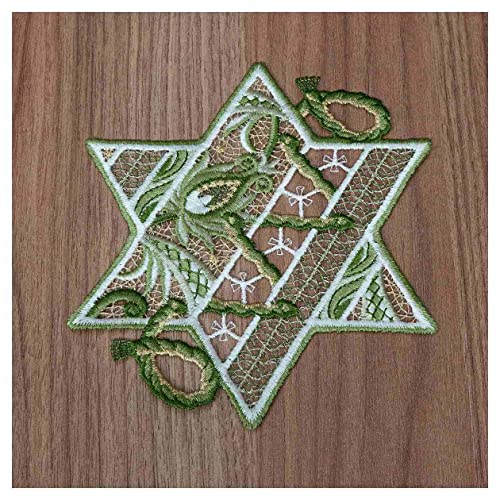 DSD Design-Studio Drechsler Winter-Tischdecke Sternentraum Plauener Spitze modernes Deckchen Stern mit Ornamenten Tischdeko Advent grün-Gold DSD Design-Studio Drechsler Winter-Tischdecke Sternentraum Plauener Spitze modernes Deckchen Stern mit Ornamenten Tischdeko Advent grün-Gold von DSD Design-Studio Drechsler