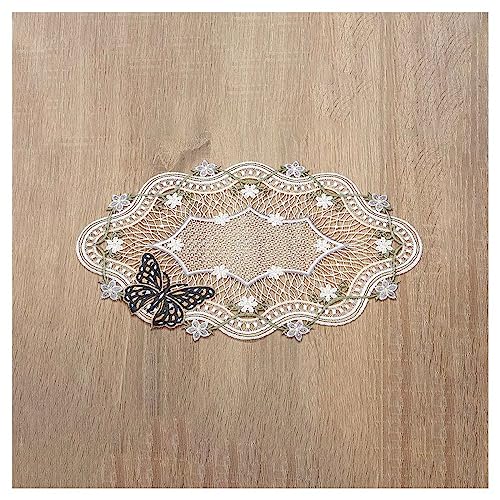 Deckchen Fiona Echte Plauener Spitze sommerliche Tischdecke mit kleinen Blüten und Schmetterlingen Pastell 33 x 20 cm oval Deckchen Fiona Echte Plauener Spitze sommerliche Tischdecke mit kleinen Blüten und Schmetterlingen Pastell 33 x 20 cm oval von DSD Design-Studio Drechsler