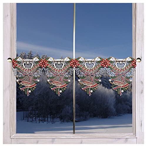 Feengardine Weihnachts-Scheibenhänger Glockenklang Plauener Spitze | Spitzen-Scheibengardine gestickte Adventsglocken Tannenzweige und Christsterne | Fensterdeko Weihnacht und Winter 29 cm hoch Feengardine Weihnachts-Scheibenhänger Glockenklang Plauener Spitze | Spitzen-Scheibengardine gestickte Adventsglocken Tannenzweige und Christsterne | Fensterdeko Weihnacht und Winter 29 cm hoch von DSD Design-Studio Drechsler