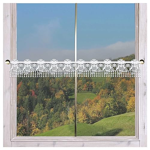 Feenhaus-Stangendeko kleine Eulen Plauener Spitze Herbst-Gardine mit niedlichem Tiermotiv weiß 11 x 96 cm Feenhaus-Stangendeko kleine Eulen Plauener Spitze Herbst-Gardine mit niedlichem Tiermotiv weiß 11 x 96 cm von DSD Design-Studio Drechsler