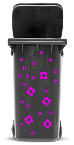 Aufkleber Set Blumen, Wetterfester Außenbereich Sticker für Mülltonne, Mülleimer, Auto, Laptop, Blume in 2 Größen, Farbe:lila von DSD Supplies ltd