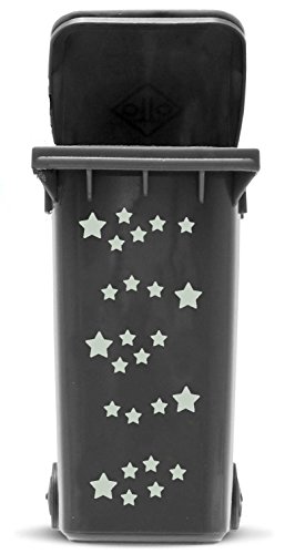 Aufkleber Set Sterne, Wetterfester Außenbereich Sticker für Mülltonne, Mülleimer, Auto, Laptop, Stern in 2 Größen, Farbe:silber von JustHouseSigns