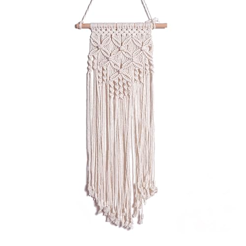 DSDGVDFBV Weiß, 1Pcs Makramee Wandbehang Dekoration, Woven Wandbehang Boho Chic Baumwolle Handmade Wandteppich Und Türvorhang Decor Apartment von DSDGVDFBV