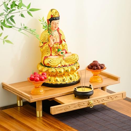 Buddhistischer Tempelaltar for den Schreibtisch, Hausaltar for Buddha-Statuen, Kirchenaltar, Meditationsschrein, for buddhistische Instrumente und Statuen. von DSEWTEZXI