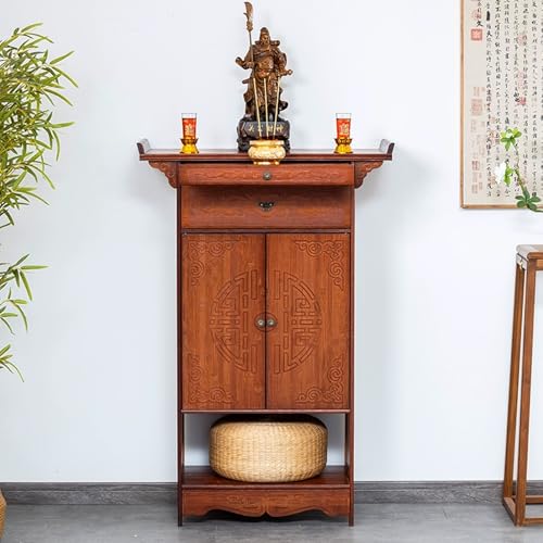 Buddhistischer Tempelaltar mit Schrank Heimdekor-Schrein mit Schubladen Meditationsaltartisch mit Schrank for Kirchen im Retro-Stil for Kerzen, Räuchergefäße, Buddha-Statuen und Opfergaben. von DSEWTEZXI