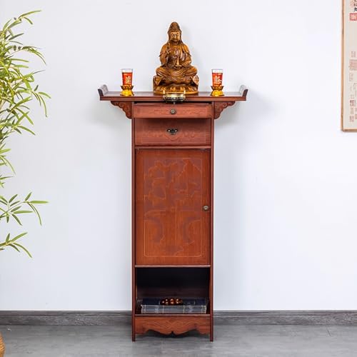 Buddhistischer Tempelaltar mit Schrank Heimdekor-Schrein mit Schubladen Meditationsaltartisch mit Schrank for Kirchen im Retro-Stil for Kerzen, Räuchergefäße, Buddha-Statuen und Opfergaben. von DSEWTEZXI