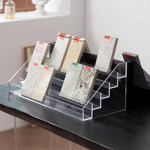 DSEWTEZXI Acryl Einzelhandel präsentationsständer, Musterständer für Holzplatten Porzellanfliesenproben, Kleine Bodenfliesen-Fliesendisplay Ständer, Baumaterialien Ausstellungsständer(Clear,50cm) von DSEWTEZXI