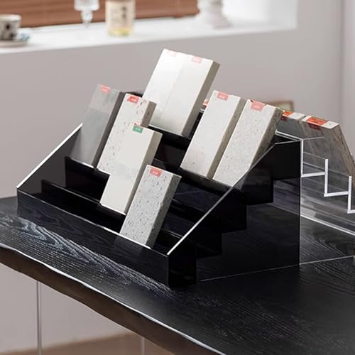 DSEWTEZXI Acryl Einzelhandel präsentationsständer, Musterständer für Holzplatten Porzellanfliesenproben, Kleine Bodenfliesen-Fliesendisplay Ständer, Baumaterialien Ausstellungsständer(Nero,50cm) von DSEWTEZXI