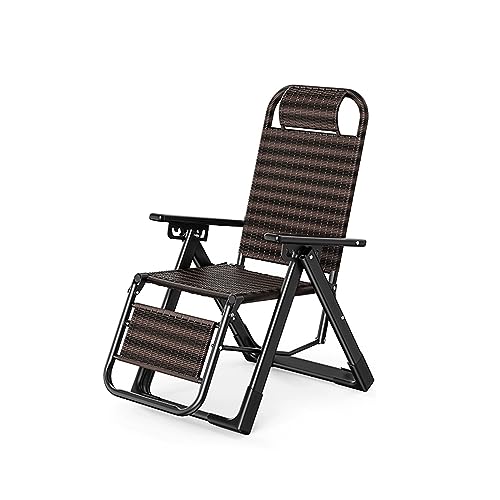 DSEWTEZXI Rattan Gartenstuhl Mit Liegefunktion,drinnen Relaxsessel,liegestuhl Klappbar for Draußen,Stuhl Balkon Hochlehner,Verstellbarer Rückenlehne,ergonomisch Und Atmungsaktiv,Platz Sparen. von DSEWTEZXI
