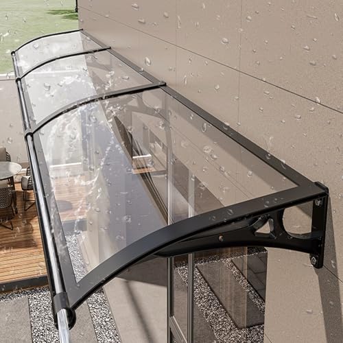 Extern Modern Polycarbonat Haustür Vordach,Aluminium Fenster unterstand Vordach Wetterfest,Hauseingang Pultbogenvordach,Balkon Überdachung Bogenvordach, UV-Schutz,Regen Schneeschutz.(L80*W320cm/L32*W1 Extern Modern Polycarbonat Haustür Vordach,Aluminium Fenster unterstand Vordach Wetterfest,Hauseingang Pultbogenvordach,Balkon Überdachung Bogenvordach, UV-Schutz,Regen Schneeschutz.(L80*W320cm/L32*W1 von DSEWTEZXI