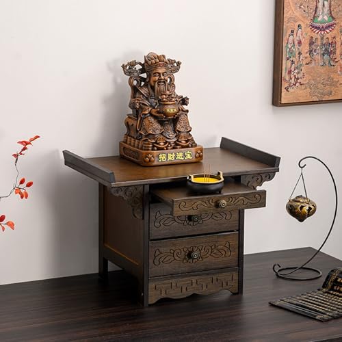 Meditationsschrein mit Schublade for Zuhause, Altartisch for Kirchendekoration, Buddhistischer Altar im Retro-Stil, Tempeltisch for Buddha-Statuen, for buddhistische Instrumente und Statuen. Meditationsschrein mit Schublade for Zuhause, Altartisch for Kirchendekoration, Buddhistischer Altar im Retro-Stil, Tempeltisch for Buddha-Statuen, for buddhistische Instrumente und Statuen. von DSEWTEZXI
