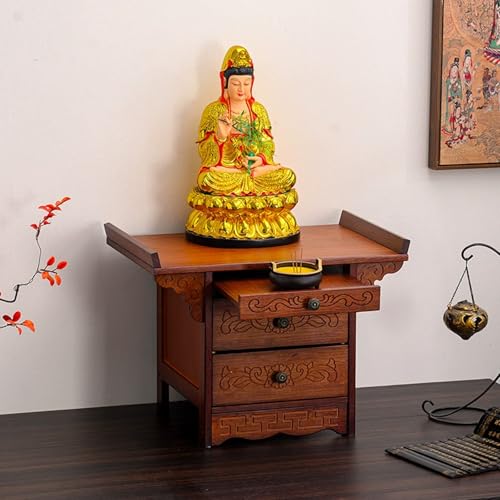 Meditationsschrein mit Schublade for Zuhause, Altartisch for Kirchendekoration, Buddhistischer Altar im Retro-Stil, Tempeltisch for Buddha-Statuen, for buddhistische Instrumente und Statuen. Meditationsschrein mit Schublade for Zuhause, Altartisch for Kirchendekoration, Buddhistischer Altar im Retro-Stil, Tempeltisch for Buddha-Statuen, for buddhistische Instrumente und Statuen. von DSEWTEZXI