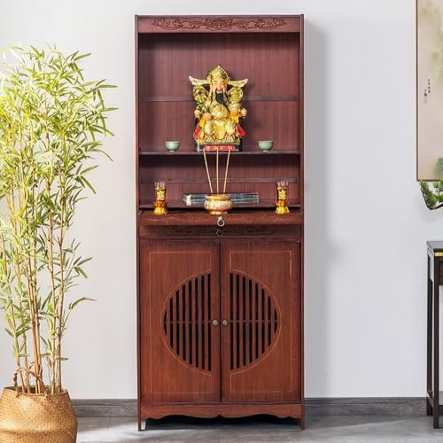 Retro-Heimschrein mit Schrank, Tempeldekor Buddhistischer Altar-Standschrank, Meditationsaltartisch for Kirchen mit Schubladen, for Kerzen, Räuchergefäße, Buddha-Statuen und Opfergaben. von DSEWTEZXI