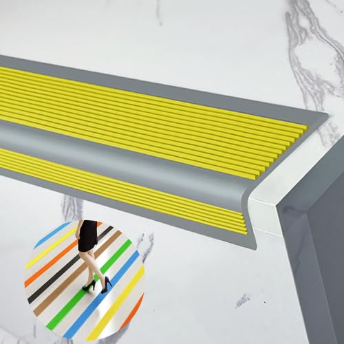 Selbstklebende rutschfeste Treppenkante, Outdoor Anti-Rutsch-Treppenkantenprofil, Innenbereich wasserdicht Treppenstufe Kantenschutz, Gummi Feuerfest Treppenstufen schmücken, SchuleTreppenkantenprofil von DSEWTEZXI