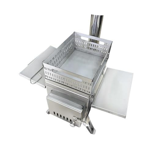 Camping Klappholzkohle Brennholz Outdoor Angeln Heizung Herd Multifunktions Tragbare Sauna Herd Zelt Heizung Öfen(Silver) von DSFDFDG