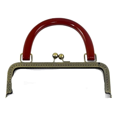 DSFDFDG 20/25 cm quadratische, geprägte/Glatte Geldbörsenrahmen aus Metall mit Kussverschluss, Holzgriff, DIY-Taschen, Nähklammern, Schraubrahmen for Geldbörsen(Coffee-Emboss-20cm,2Pcs) von DSFDFDG