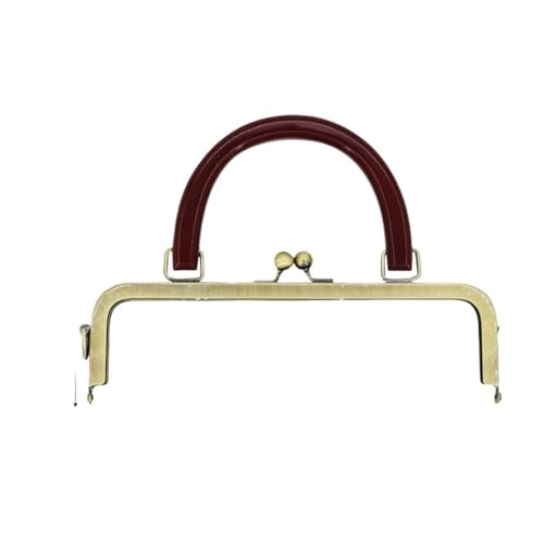 DSFDFDG 20/25 cm quadratische, geprägte/Glatte Geldbörsenrahmen aus Metall mit Kussverschluss, Holzgriff, DIY-Taschen, Nähklammern, Schraubrahmen for Geldbörsen(Coffee-Smooth-25cm,2Pcs) von DSFDFDG
