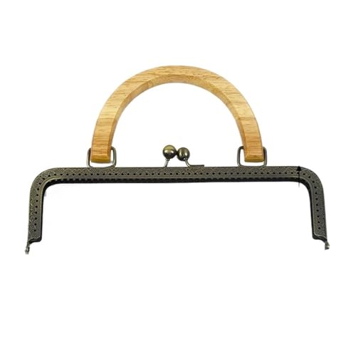 DSFDFDG 20/25 cm quadratische, geprägte/Glatte Geldbörsenrahmen aus Metall mit Kussverschluss, Holzgriff, DIY-Taschen, Nähklammern, Schraubrahmen for Geldbörsen(Natural-Emboss-25cm,2Pcs) von DSFDFDG