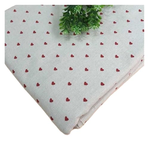 DSFDFDG 50 cm x 150 cm Herzmuster Leinen Baumwollstoff Material Patchwork Stoff Nähtuch for DIY Vorhang Tischdecke Kleidung FüR Hausgemachte Projekte(Red Heart,50cmx100cm) von DSFDFDG