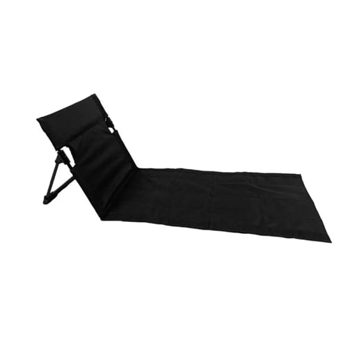 Klappbar Sitzmatte Mit RüCkenlehne Beaching Recliner Lounger Outdoor Camping Matte Stuhl Tragbare Klapp Strand Matte Mit Verstellbarer Rückenlehne Kopfstütze FüR Camping, Picknick, Trekking(Black) von DSFDFDG