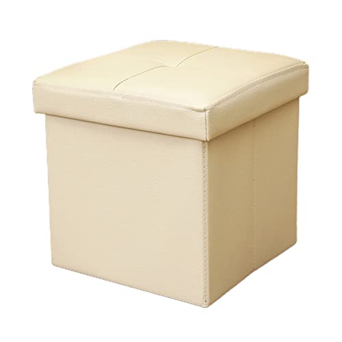 Sitzhocker Mit Stauraum, Sitztruhe, Aufbewahrungsbox, Faltbar, Max. Statische Belastbarkeit 80 Kg, 27 L, Deckel Abnehmbar, Wohnzimmer Schlafzimmer,Beige von DSFEN