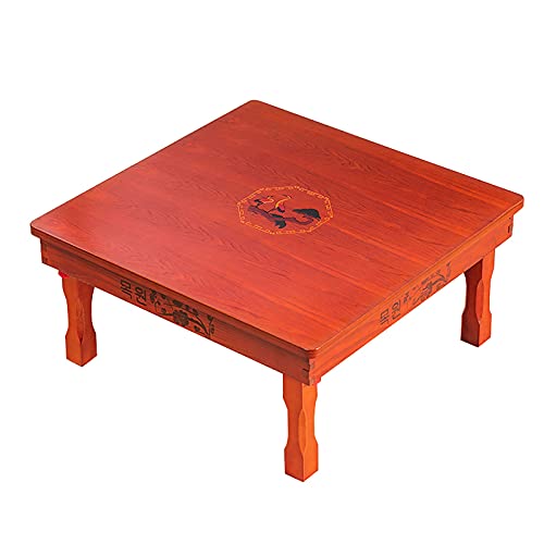 Klappbarer quadratischer Tisch, koreanischer Tatami-Tisch, Esstisch, Teetisch, Kang Tisch, niedriger Holztisch, bedruckter Erkerfenstertisch (Farbe: B, Größe: 60 cm) (A 80 cm) von DSFGHNER