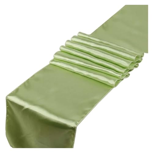 DSFIHJO Satin TischläUfer 1 stücke Hochzeit Satin Seide Tisch Läufer for Bankette Party Helle Esstisch Dekoration(Light Green) von DSFIHJO