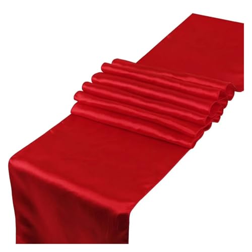 DSFIHJO Satin TischläUfer 1 stücke Hochzeit Satin Seide Tisch Läufer for Bankette Party Helle Esstisch Dekoration(Red) von DSFIHJO