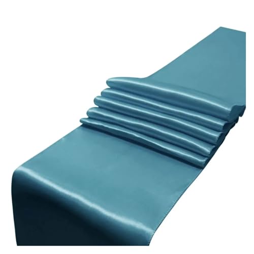 DSFIHJO Satin TischläUfer 1 stücke Hochzeit Satin Seide Tisch Läufer for Bankette Party Helle Esstisch Dekoration(Teul Blue) von DSFIHJO