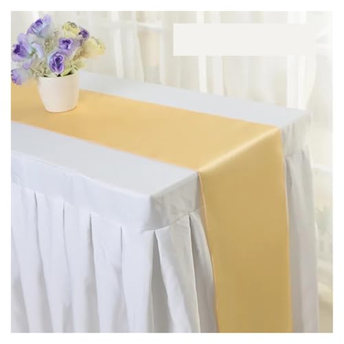 DSFIHJO Satin TischläUfer 1PC Hochzeit Party Satin Tisch Läufer Moderne for Runde Esstische Dekoration(Champagne) von DSFIHJO