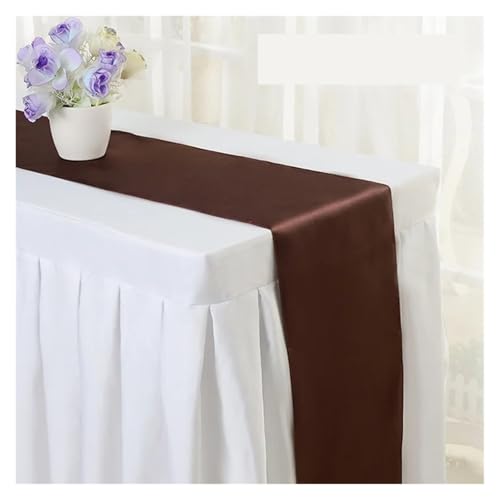 DSFIHJO Satin TischläUfer 1PC Hochzeit Party Satin Tisch Läufer Moderne for Runde Esstische Dekoration(Chocolate) von DSFIHJO