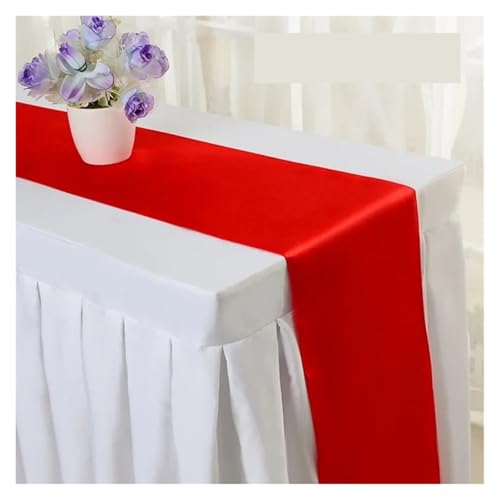 DSFIHJO Satin TischläUfer 1PC Hochzeit Party Satin Tisch Läufer Moderne for Runde Esstische Dekoration(Red) von DSFIHJO